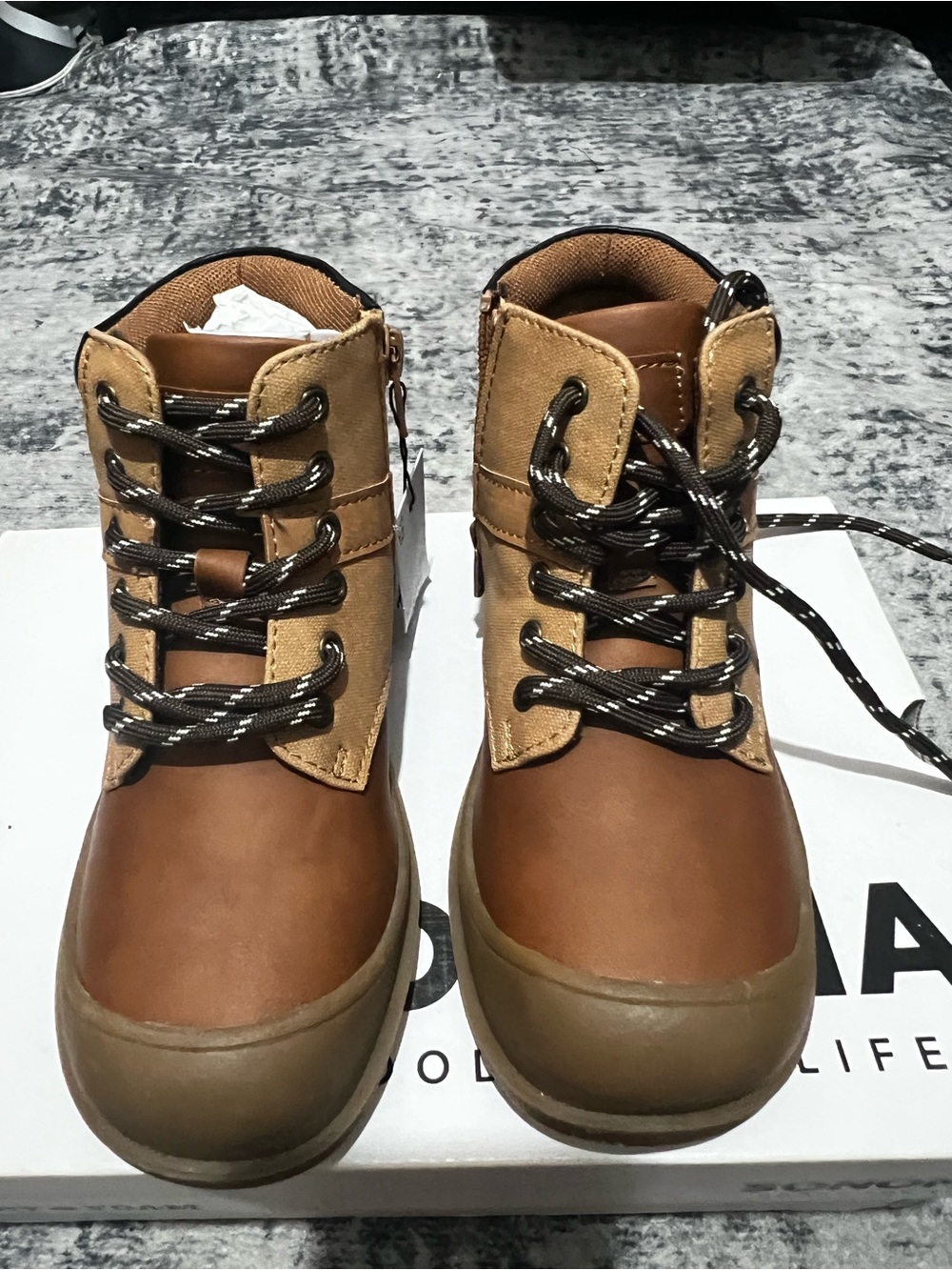 Sonoma Brown and Tan Kids Lace-Up Boots